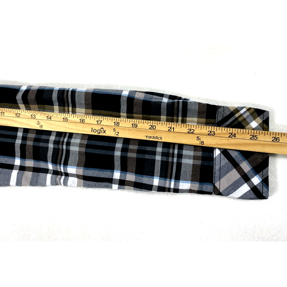 Reclaim‎ Shirt Mens Medium Black Brown Plaid Snap Up Pockets Western Long Sleeve - Picture 8 of 10